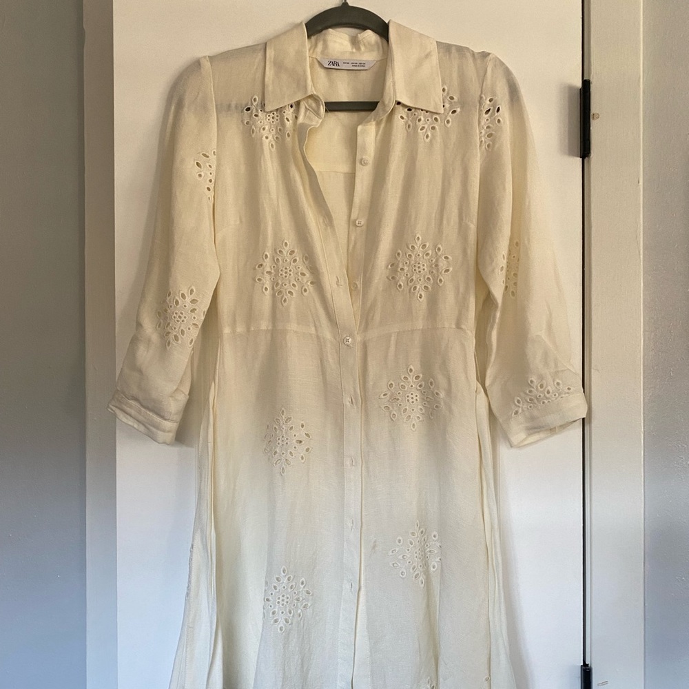 Zara Cream Button-Down Top